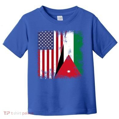 Half Jordanian Flag Vintage Jordan Usa Gift Toddler T-Shirt