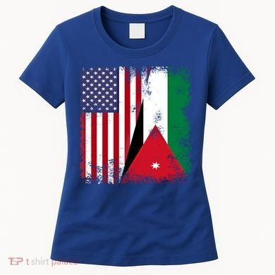 Half Jordanian Flag Vintage Jordan Usa Gift Women's T-Shirt