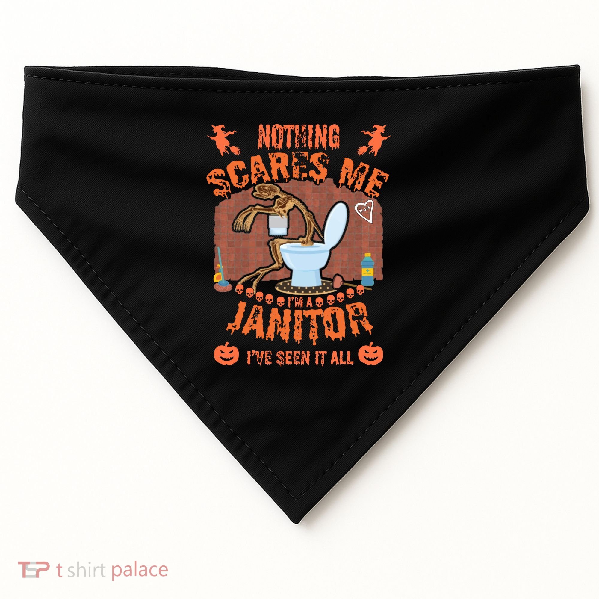 HALLOWEEN JANITORSJANITOR FUNNY HALLOWEEN SAYINGS USA-Made Doggie Bandana