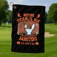 HALLOWEEN JANITORSJANITOR FUNNY HALLOWEEN SAYINGS Golf Towel thumb 1