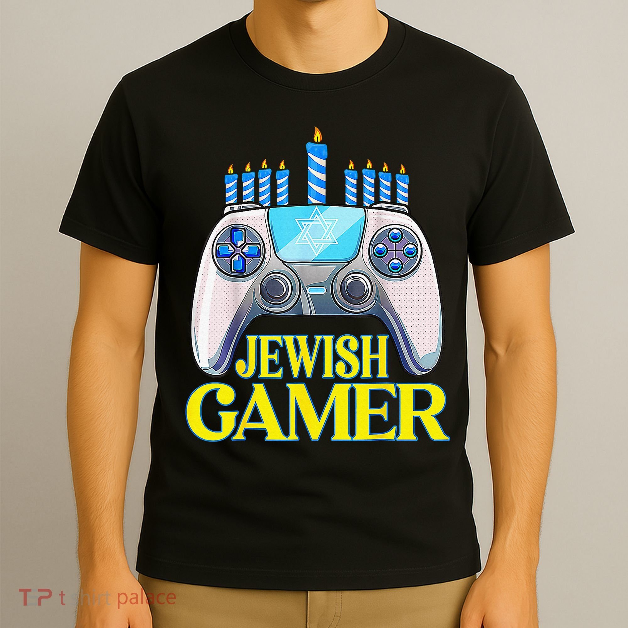 Hanukkah Jewish Gamer Video Game Christmas Xmas Boys T-Shirt