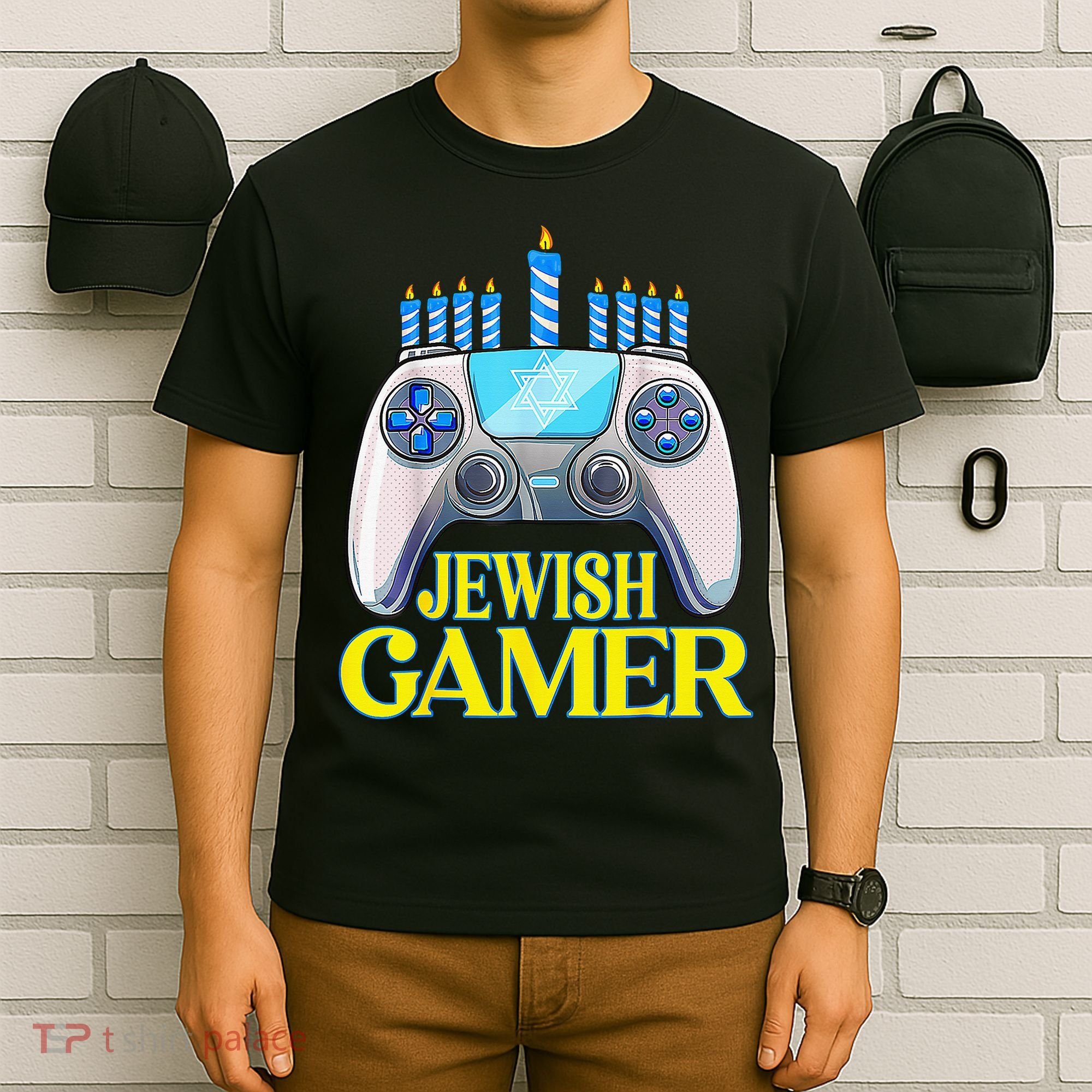 Hanukkah Jewish Gamer Video Game Christmas Xmas Boys T-Shirt