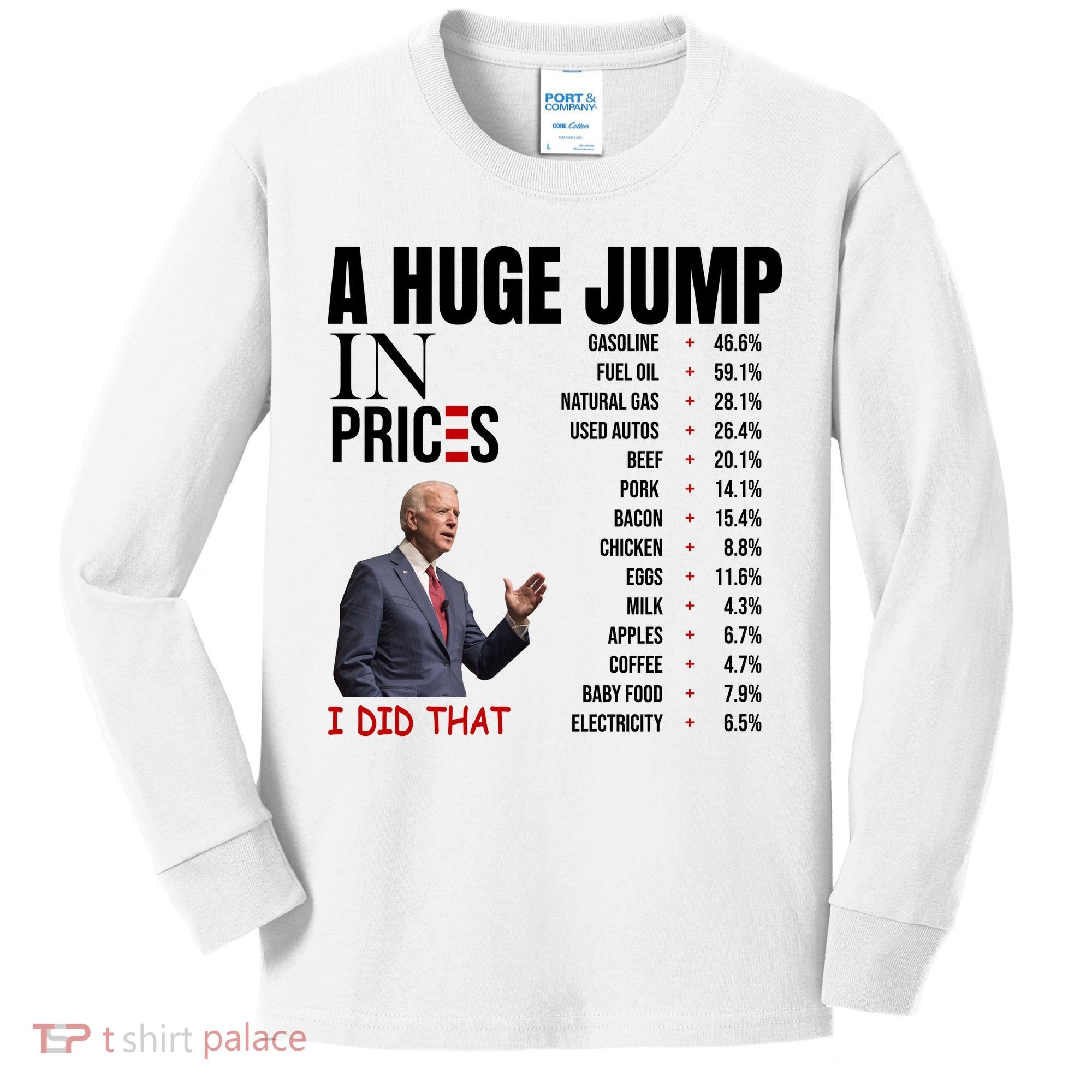 Huge Jump In Prices Joe Biden I Did That Kids Long Sleeve Shirt
