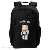 Hamster Judo Karate Master In White Judogi Gift Backpack thumb 0