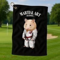 Hamster Judo Karate Master In White Judogi Gift Golf Towel thumb 1