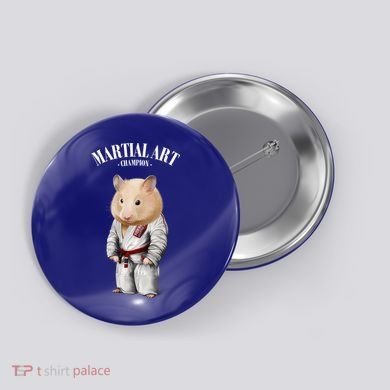 Hamster Judo Karate Master In White Judogi Gift Button