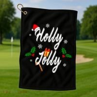Holly Jolly | Merry Christmas Golf Towel thumb 1