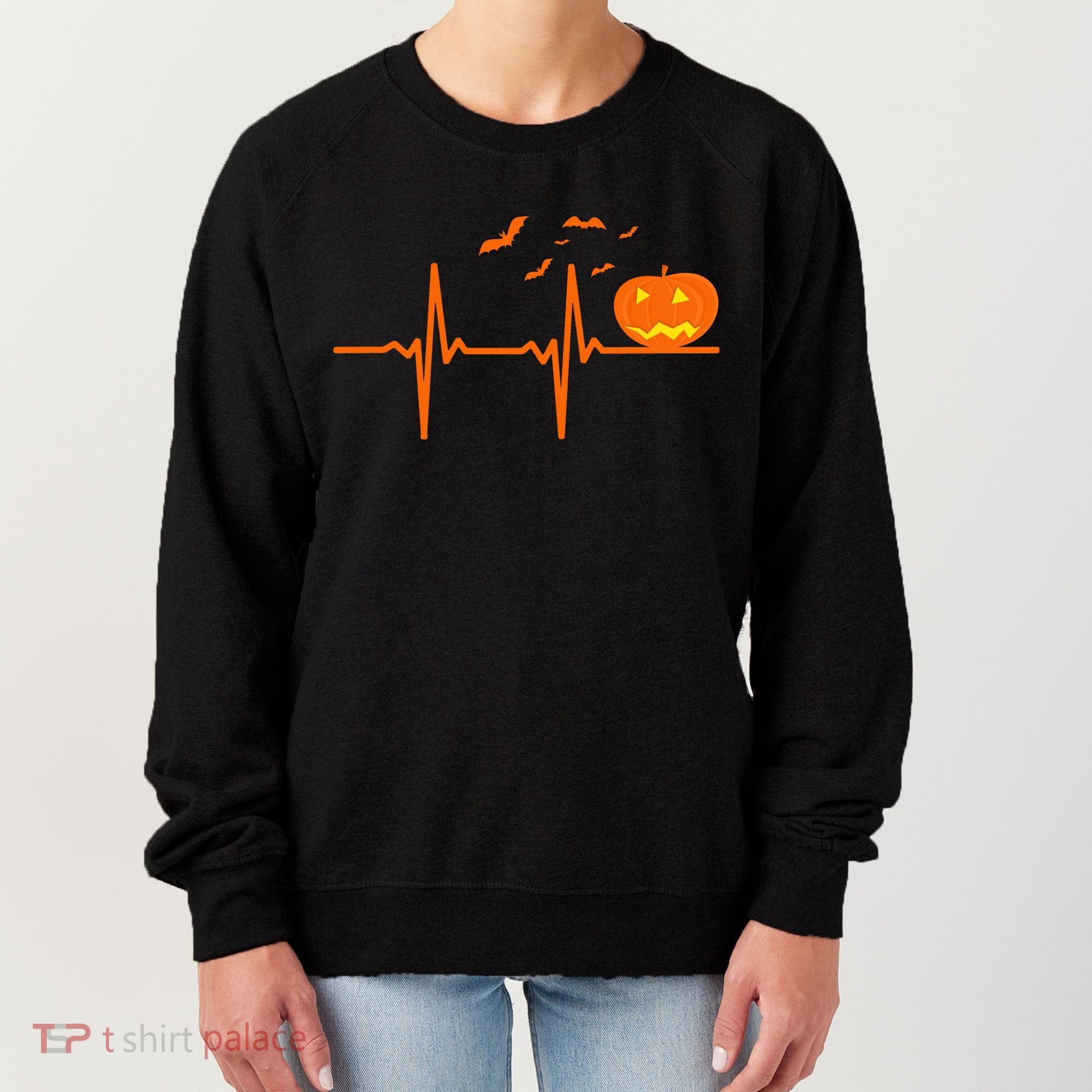 Halloween Jack O Lantern Pulse Heart Beat Women's Sweatshirt