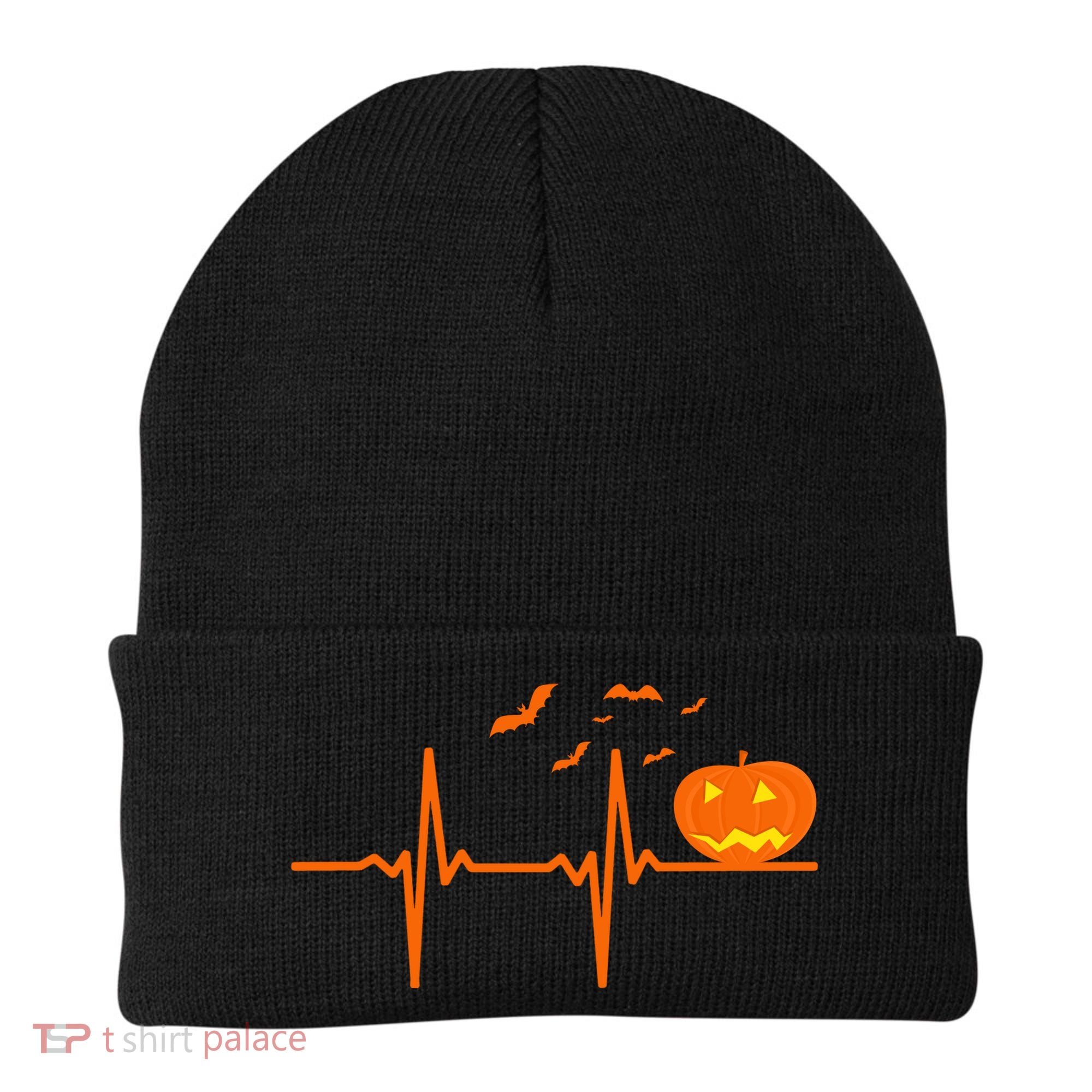 Halloween Jack O Lantern Pulse Heart Beat Beanie