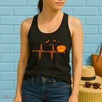Halloween Jack O Lantern Pulse Heart Beat Women's Tank Top thumb 2