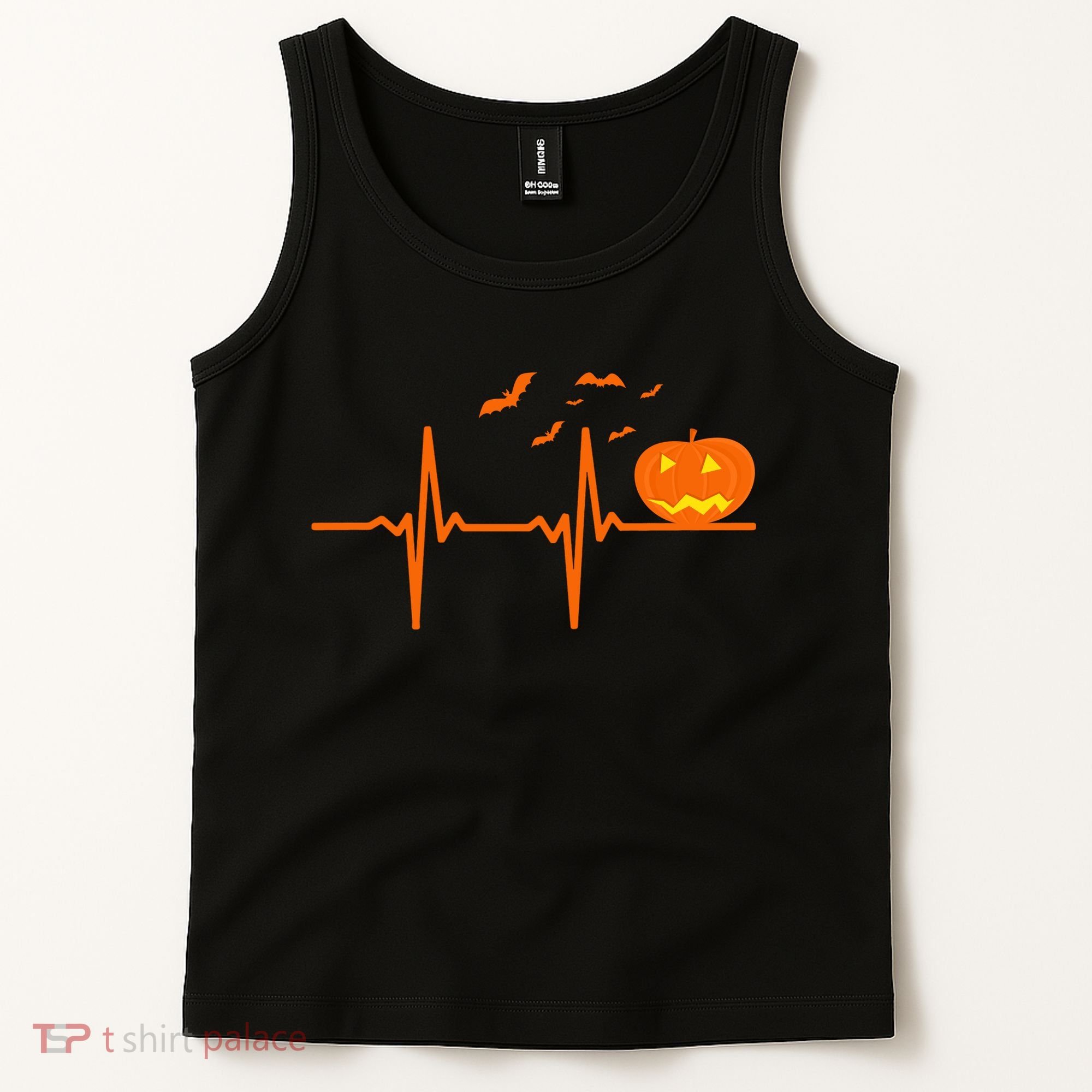 Halloween Jack O Lantern Pulse Heart Beat Tank Top