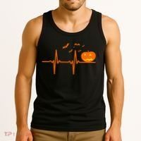 Halloween Jack O Lantern Pulse Heart Beat Tank Top thumb 3