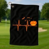 Halloween Jack O Lantern Pulse Heart Beat Golf Towel thumb 1