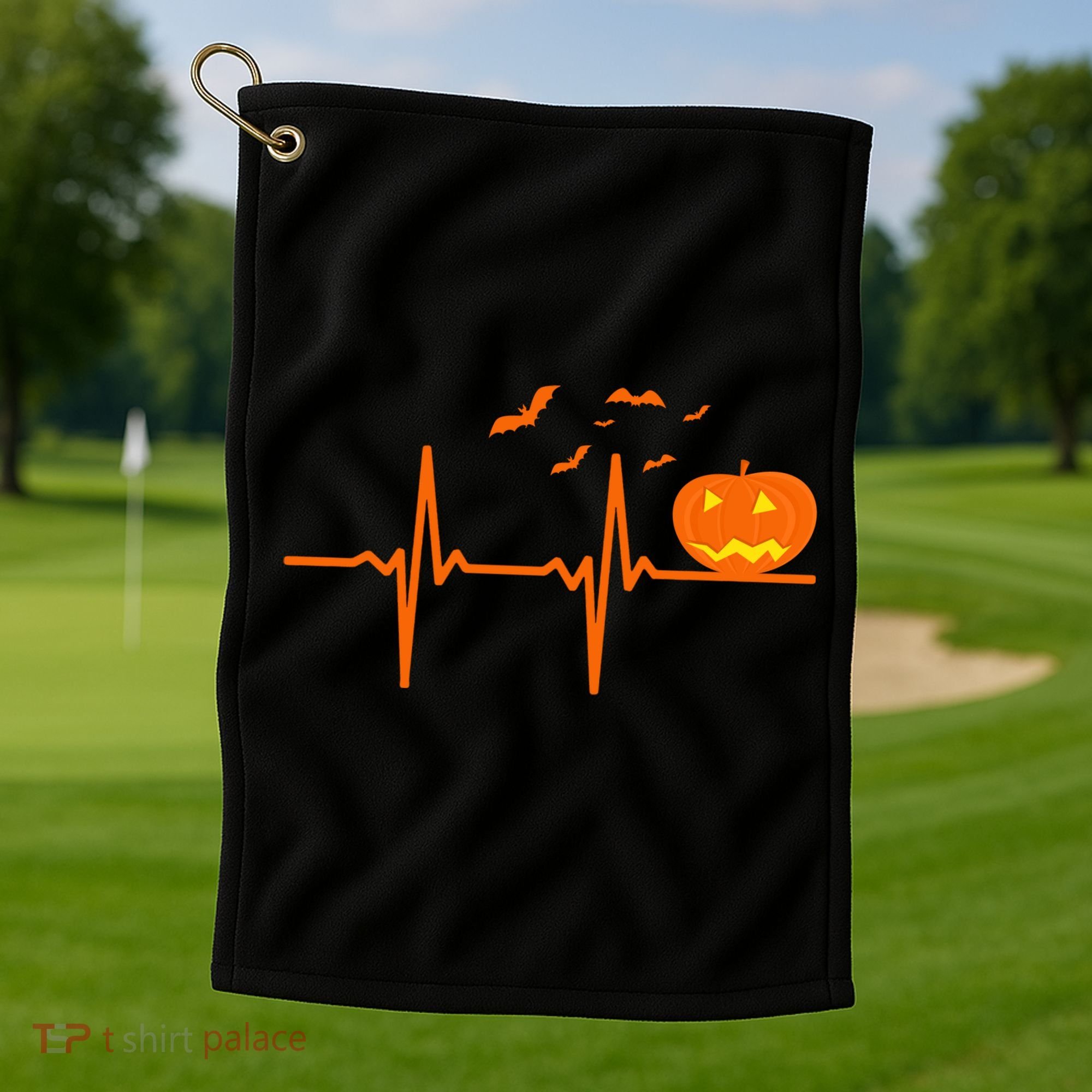 Halloween Jack O Lantern Pulse Heart Beat Golf Towel