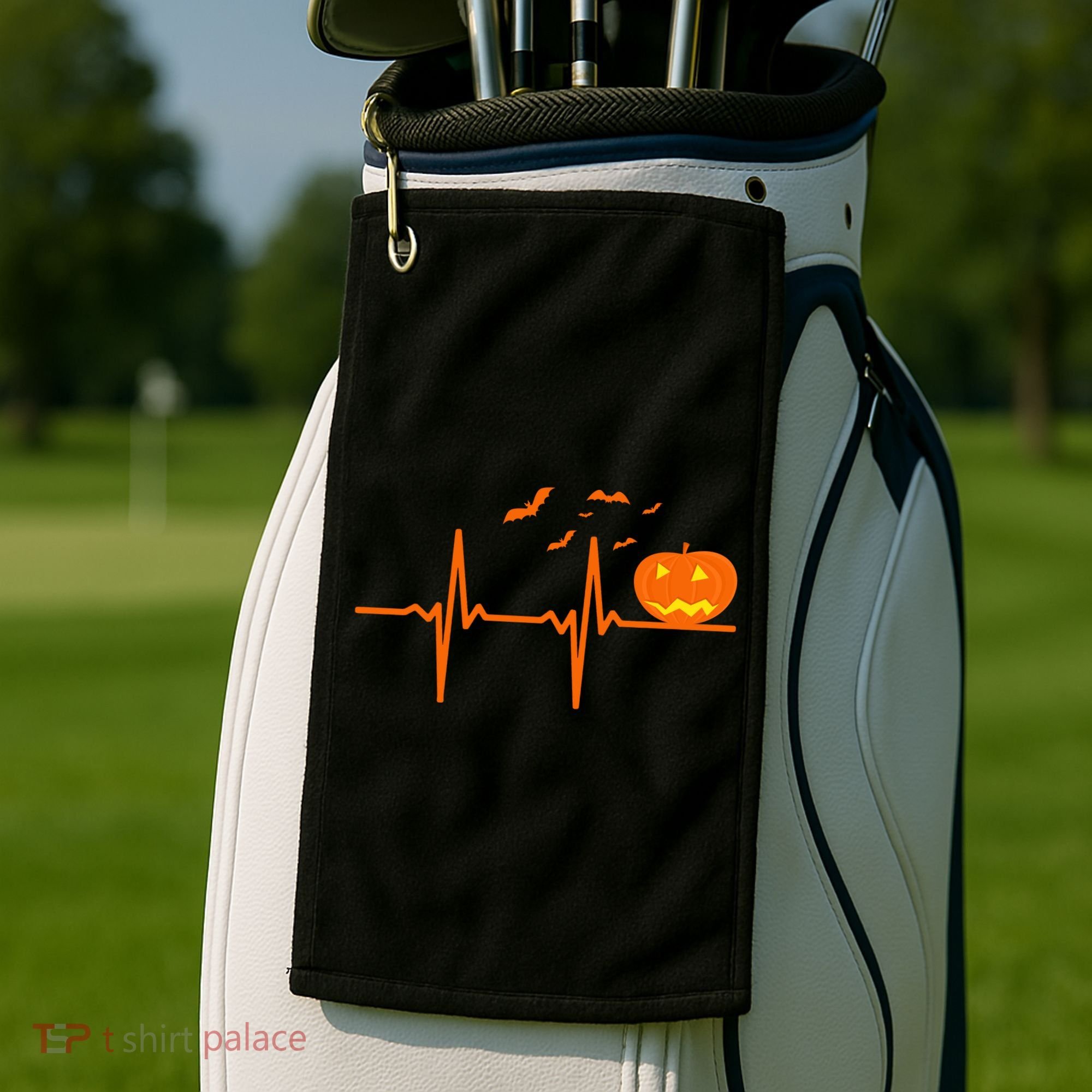 Halloween Jack O Lantern Pulse Heart Beat Golf Towel