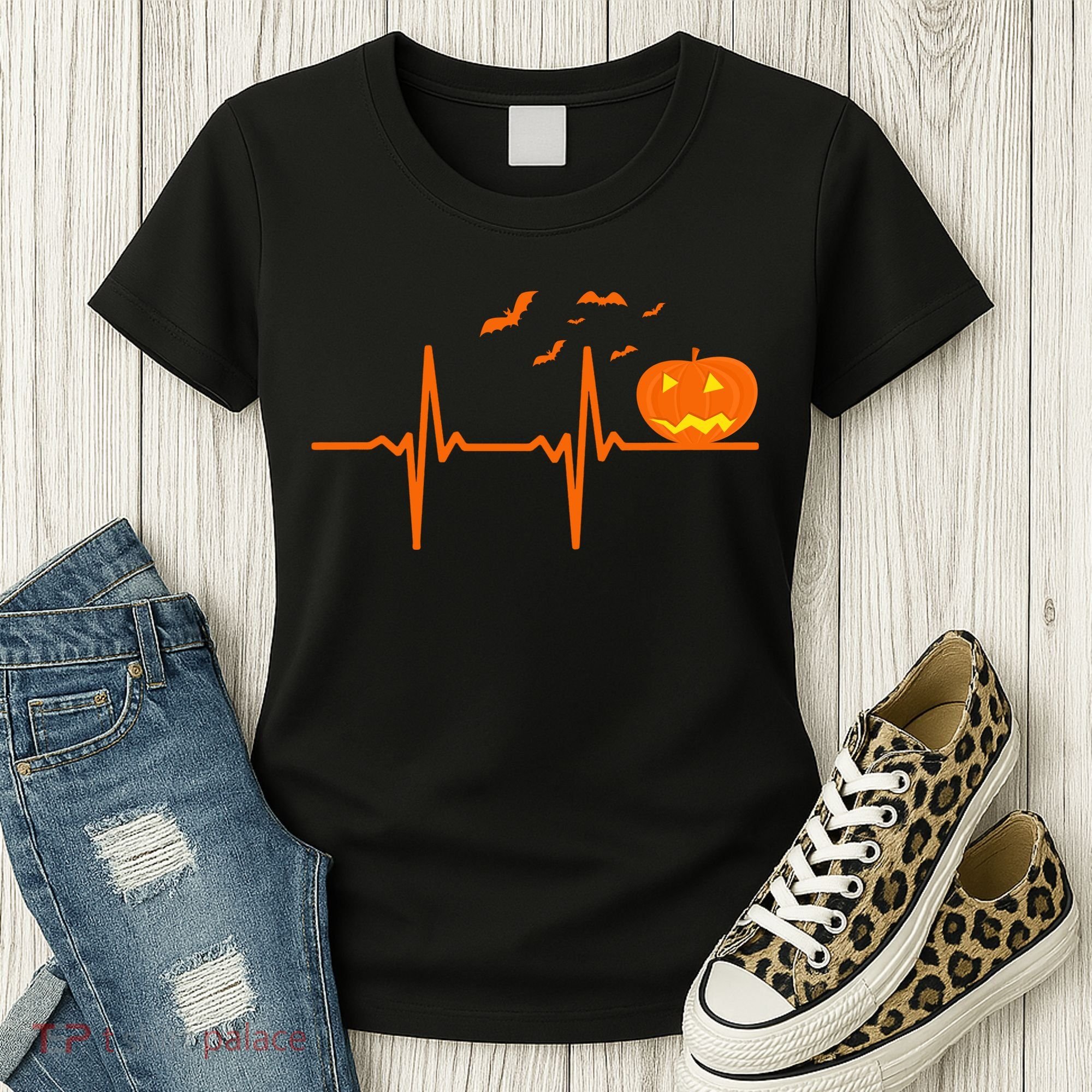 Halloween Jack O Lantern Pulse Heart Beat Women's T-Shirt