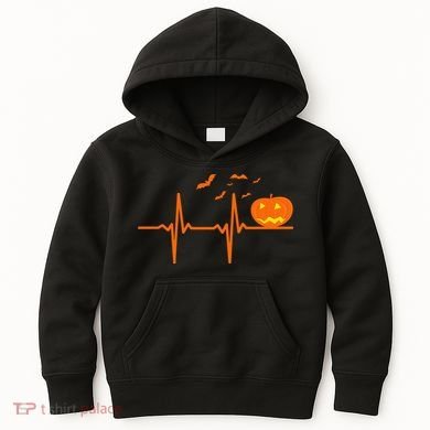 Halloween Jack O Lantern Pulse Heart Beat Kids Hoodie