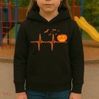 Halloween Jack O Lantern Pulse Heart Beat Kids Hoodie thumb 3