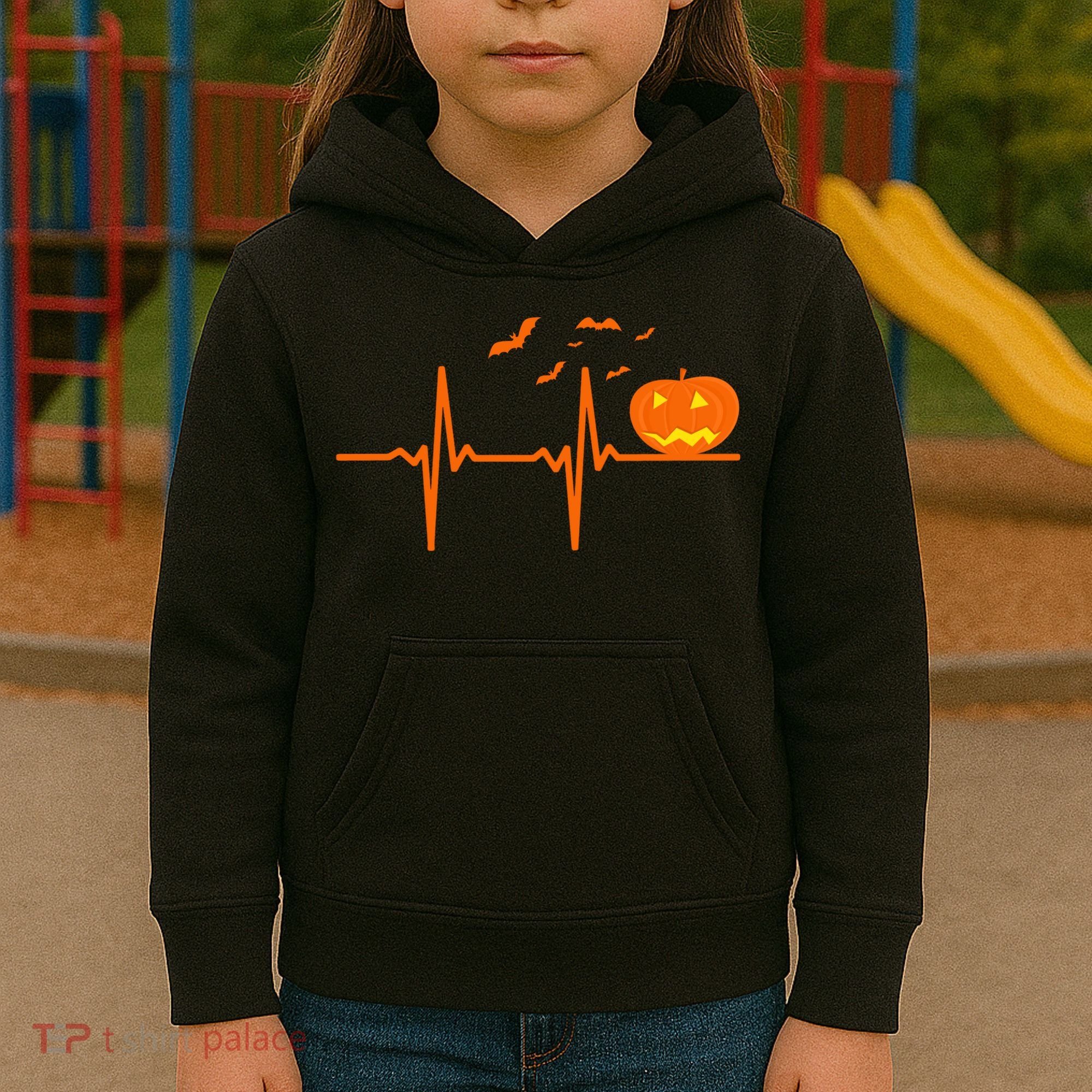 Halloween Jack O Lantern Pulse Heart Beat Kids Hoodie