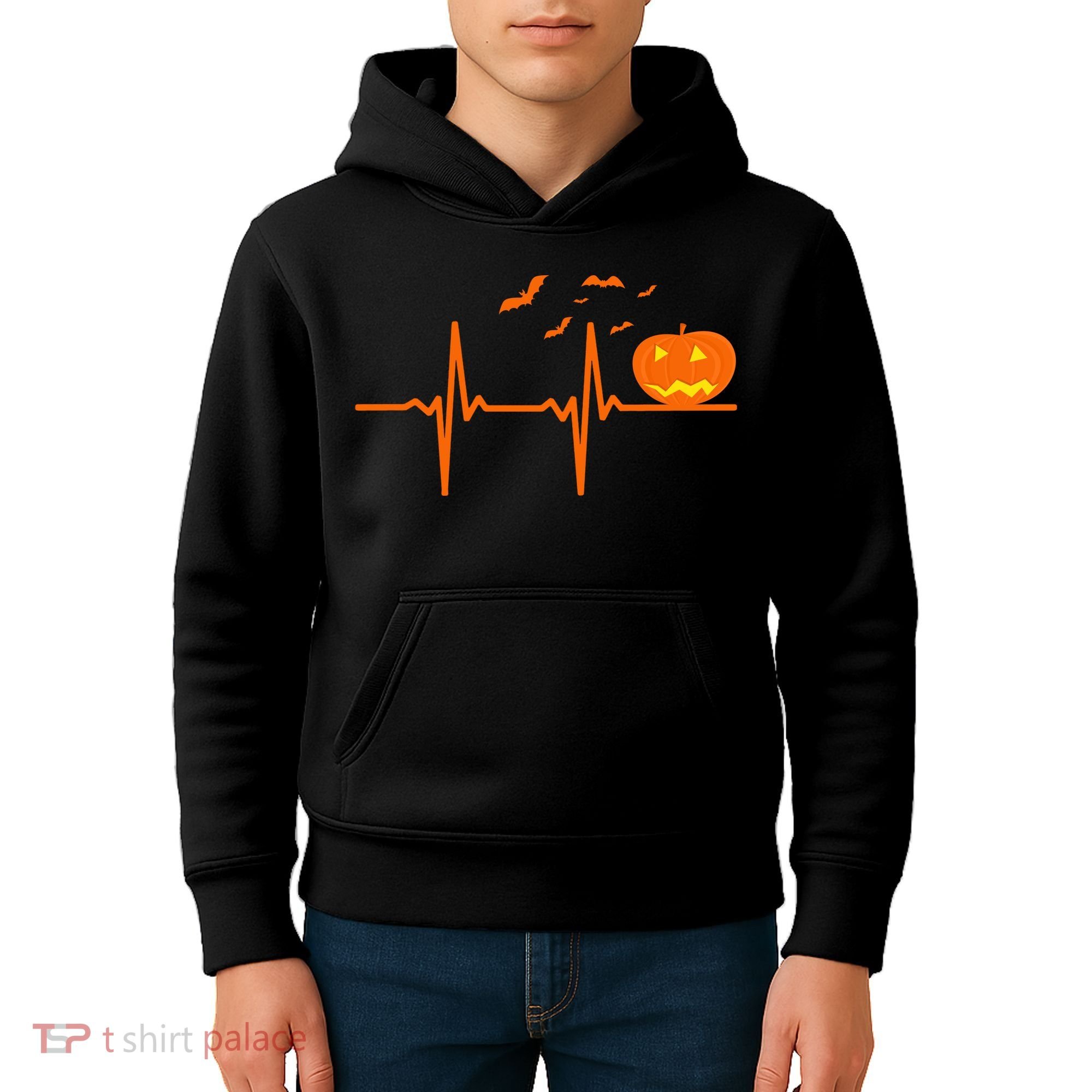 Halloween Jack O Lantern Pulse Heart Beat Kids Hoodie