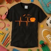 Halloween Jack O Lantern Pulse Heart Beat Kids T-Shirt thumb 3