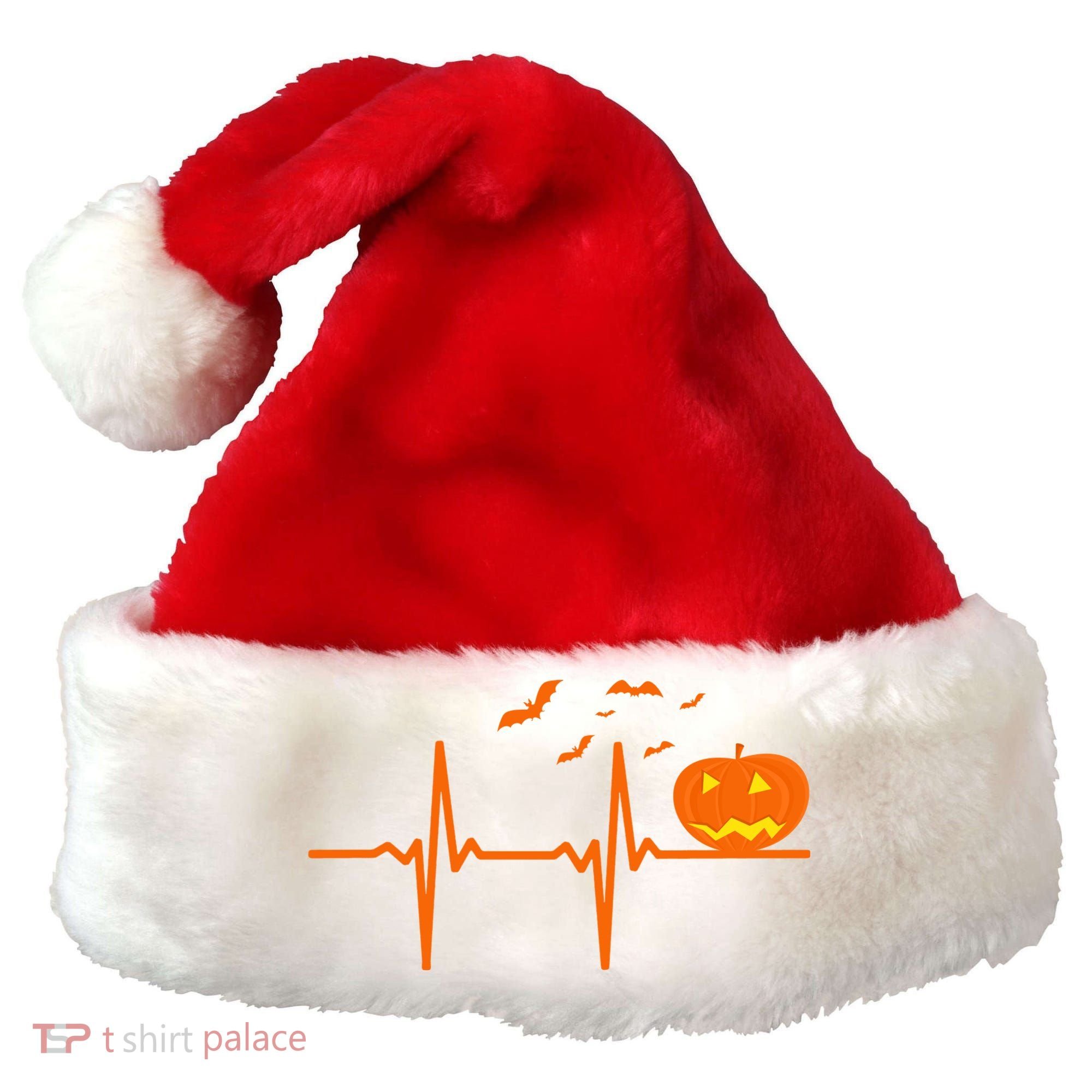 Halloween Jack O Lantern Pulse Heart Beat Santa Hat