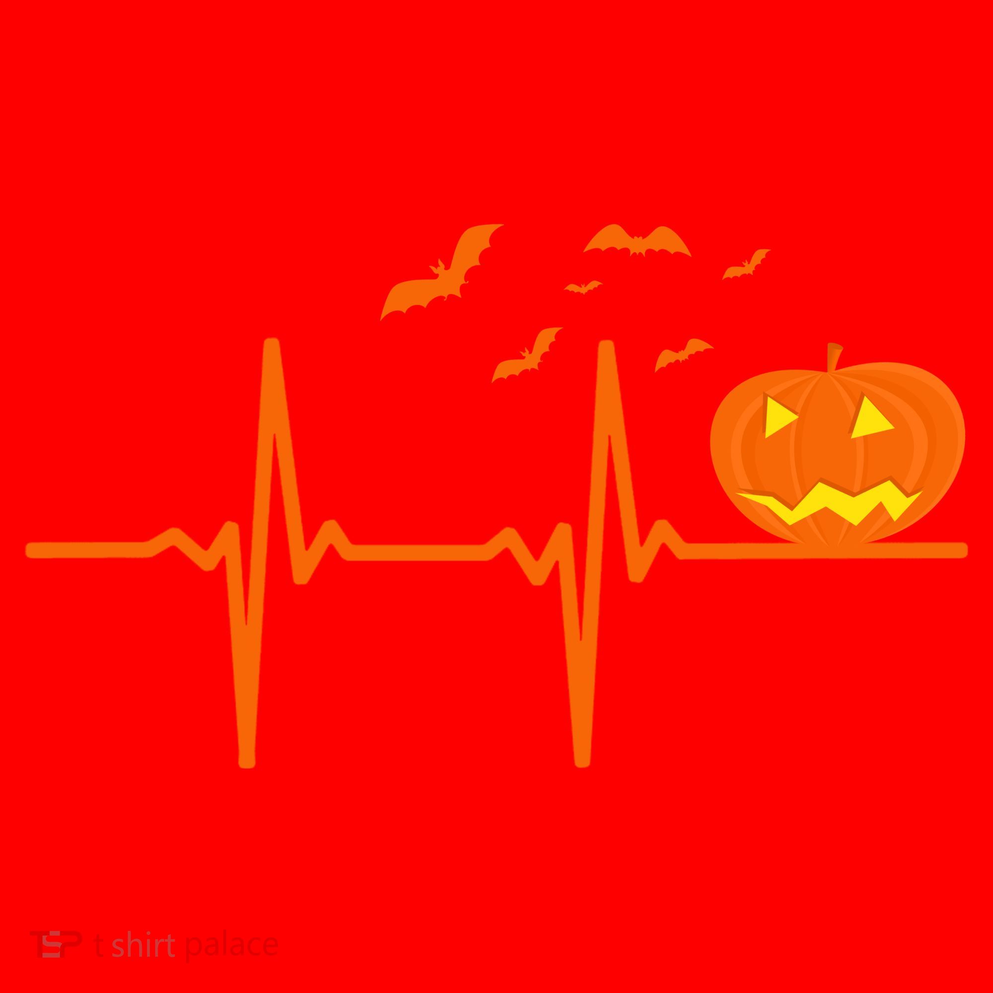 Halloween Jack O Lantern Pulse Heart Beat Santa Hat
