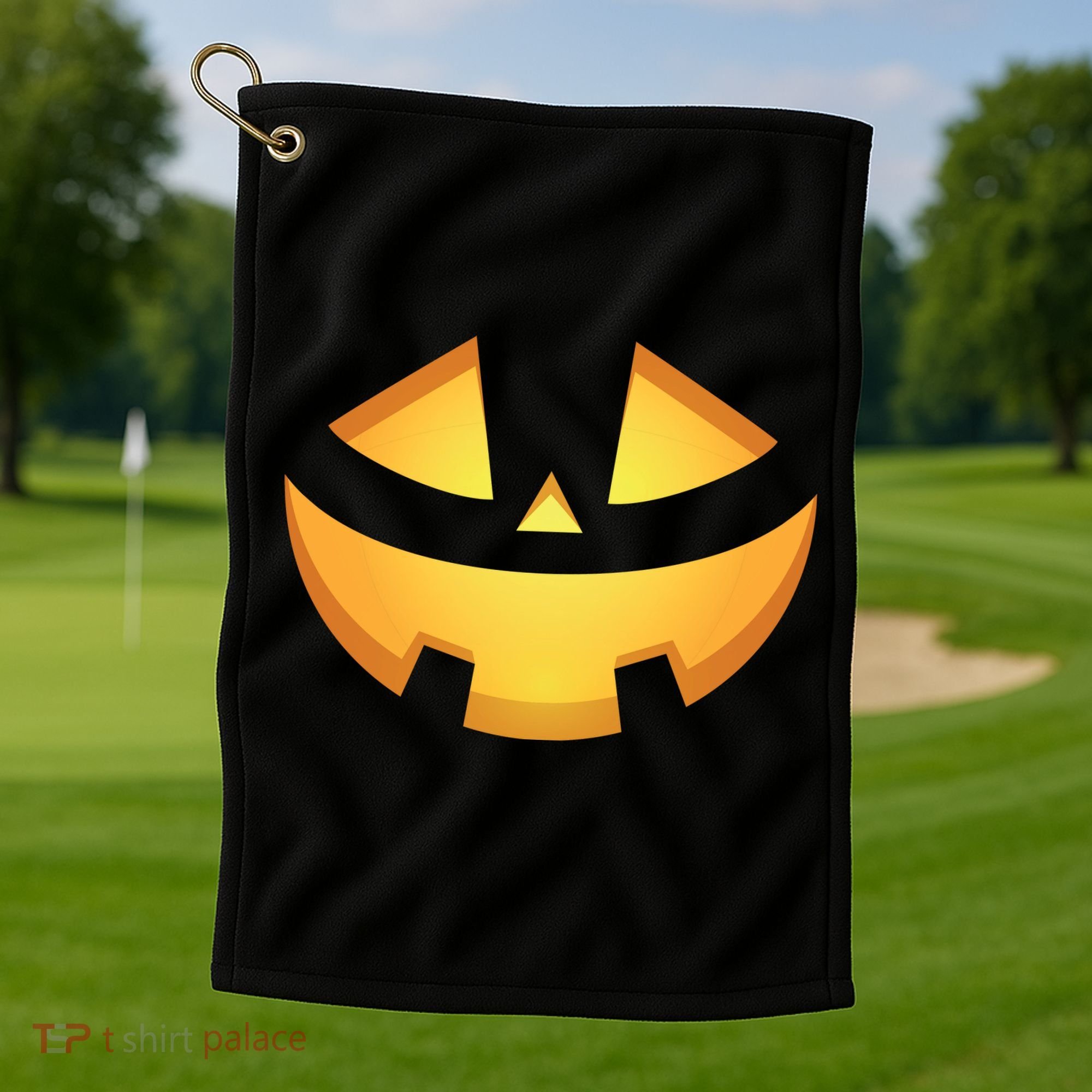 Halloween Jack O Lantern Jackolantern Pumpkin Face Costume Golf Towel