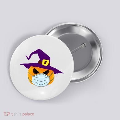 Halloween Jack O Lantern Masked Up Button