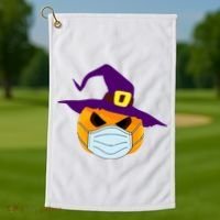 Halloween Jack O Lantern Masked Up Golf Towel thumb 1