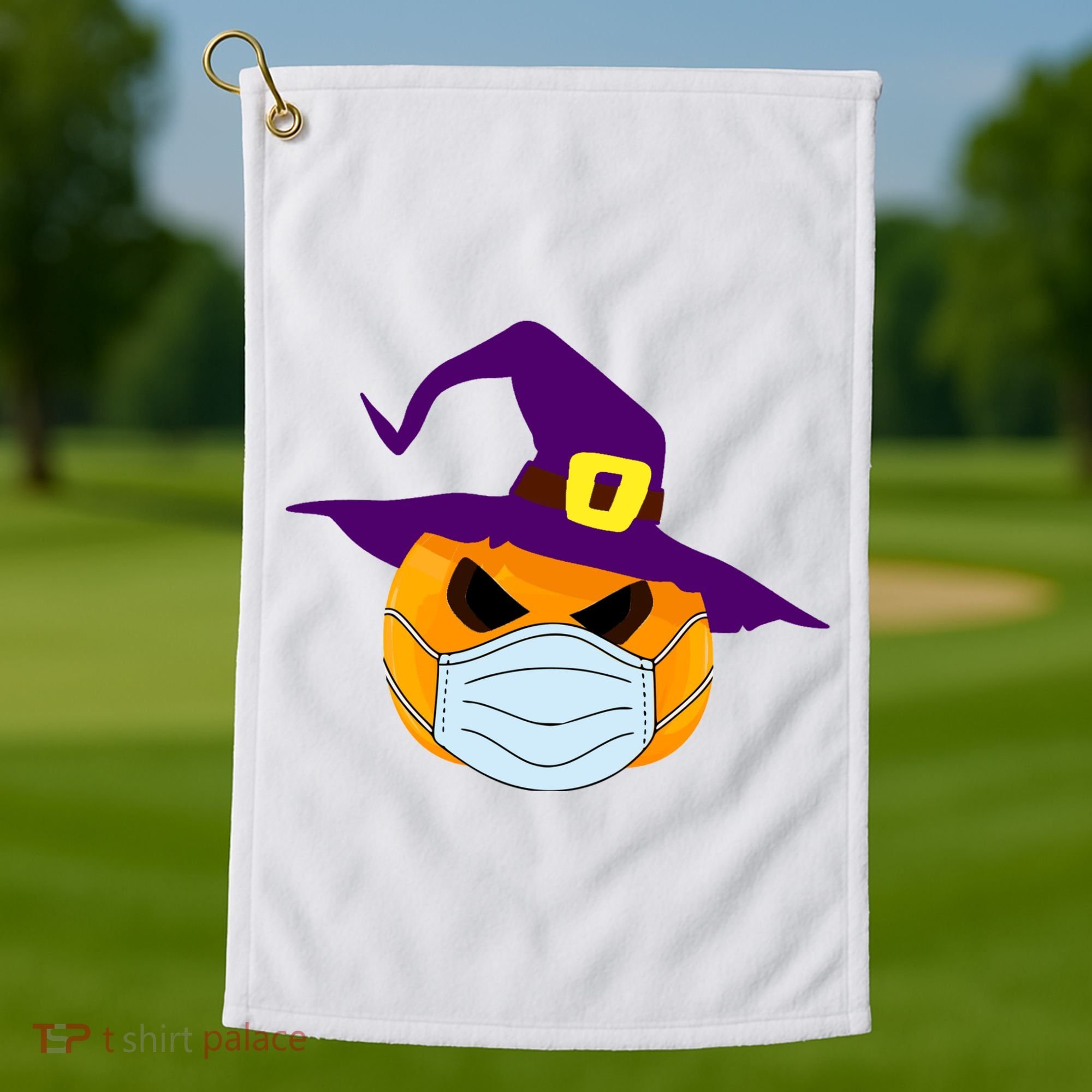 Halloween Jack O Lantern Masked Up Golf Towel