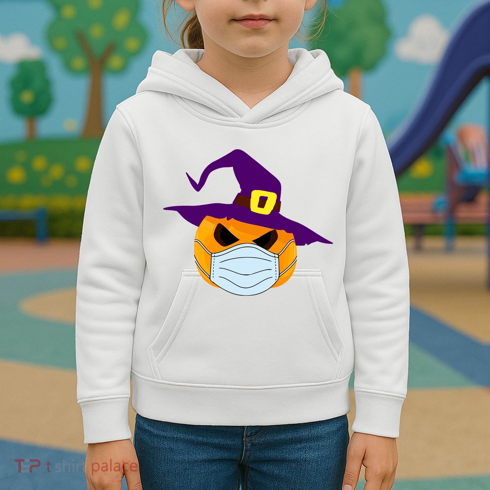 Halloween Jack O Lantern Masked Up Kids Hoodie
