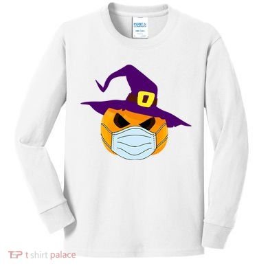 Halloween Jack O Lantern Masked Up Kids Long Sleeve Shirt