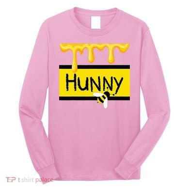 Hunny Jar Simulating With Dripping Honey And A Bee Long Sleeve Shirt