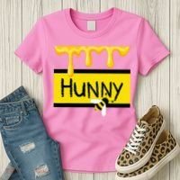Hunny Jar Simulating With Dripping Honey And A Bee Women's T-Shirt thumb 3