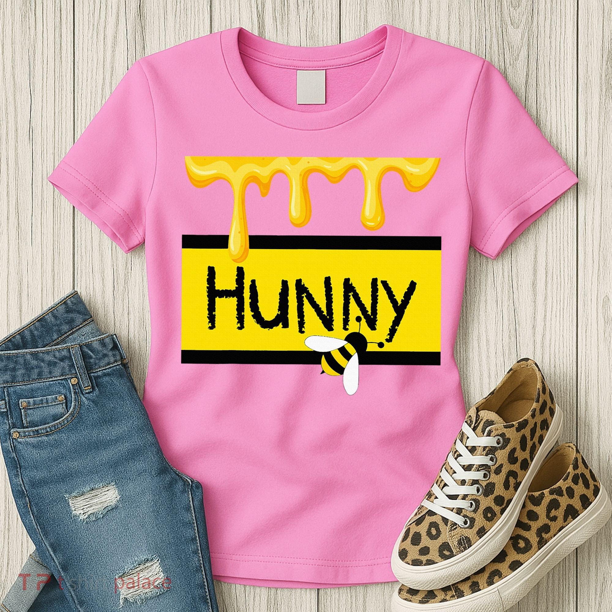 Hunny Jar Simulating With Dripping Honey And A Bee Women's T-Shirt
