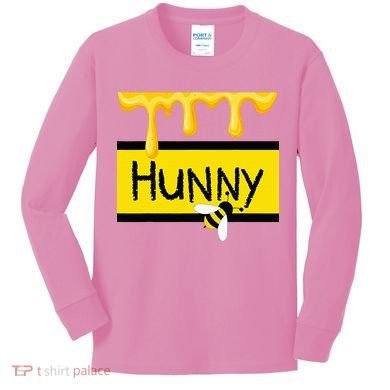 Hunny Jar Simulating With Dripping Honey And A Bee Kids Long Sleeve Shirt