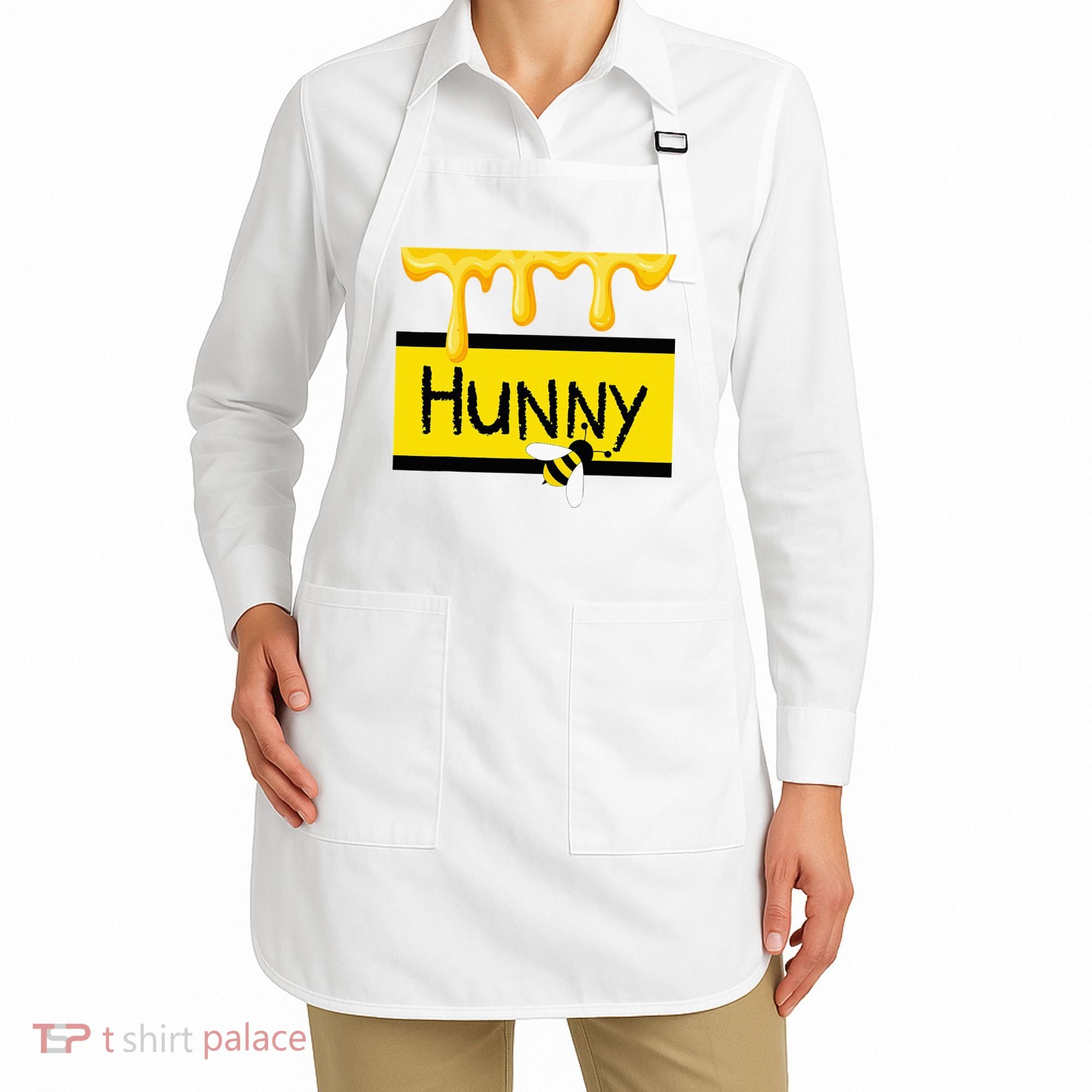 Hunny Jar Simulating With Dripping Honey And A Bee Apron