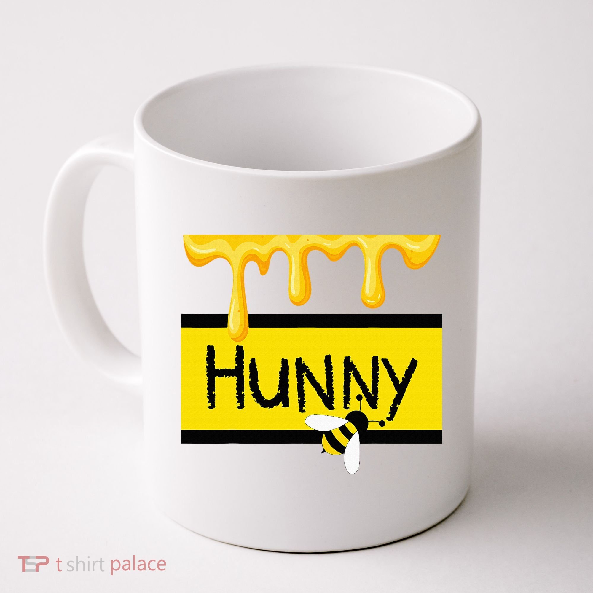 Hunny Jar Simulating With Dripping Honey And A Bee Coffee Mug