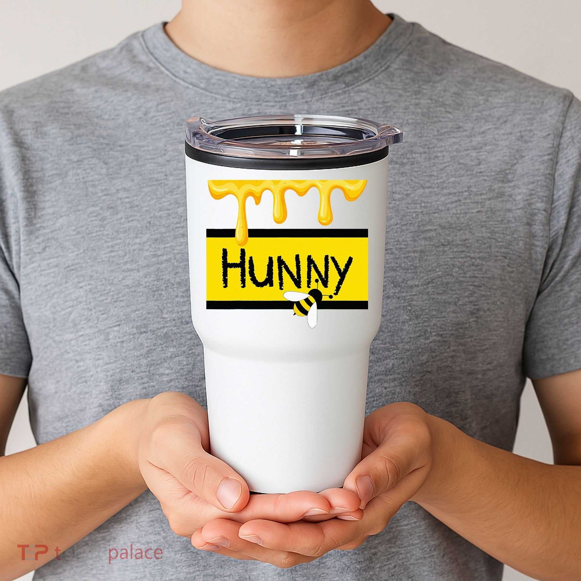 Hunny Jar Simulating With Dripping Honey And A Bee Tumbler