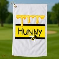 Hunny Jar Simulating With Dripping Honey And A Bee Golf Towel thumb 1
