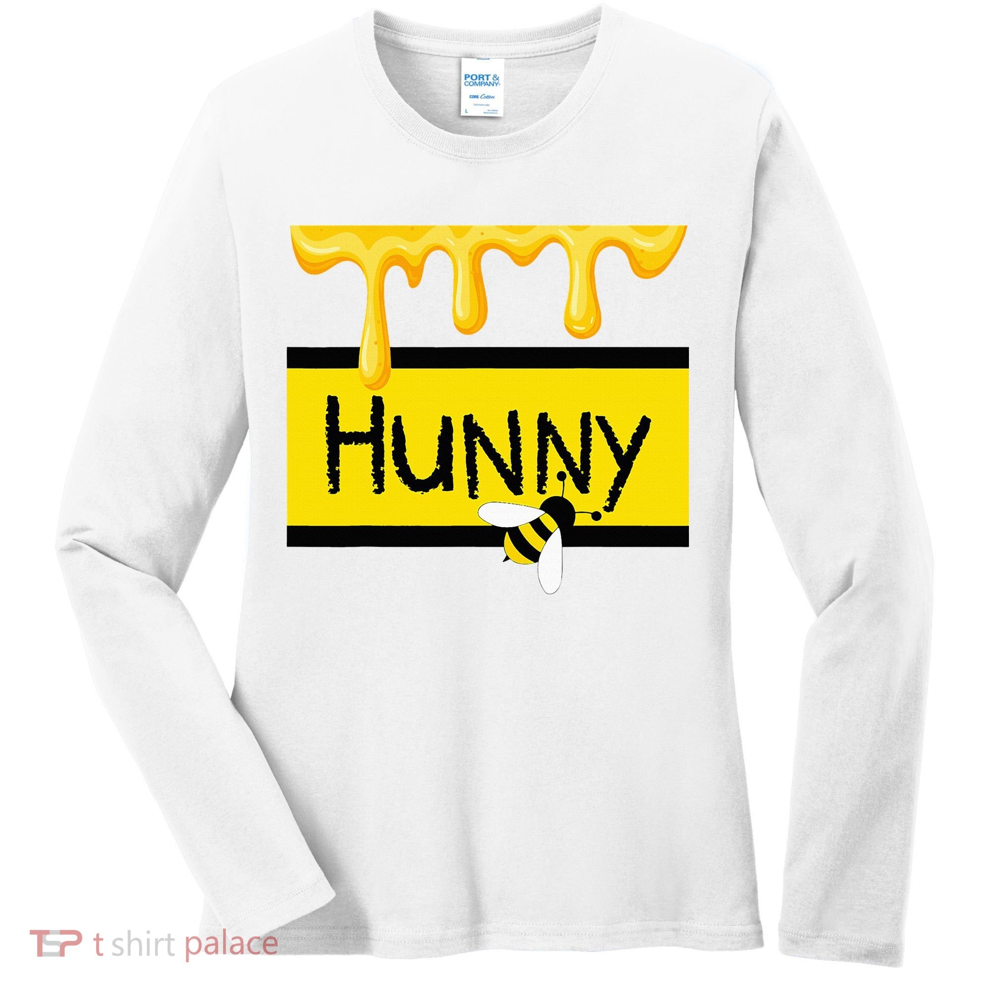 Hunny Jar Simulating With Dripping Honey And A Bee Women's Long Sleeve Shirt