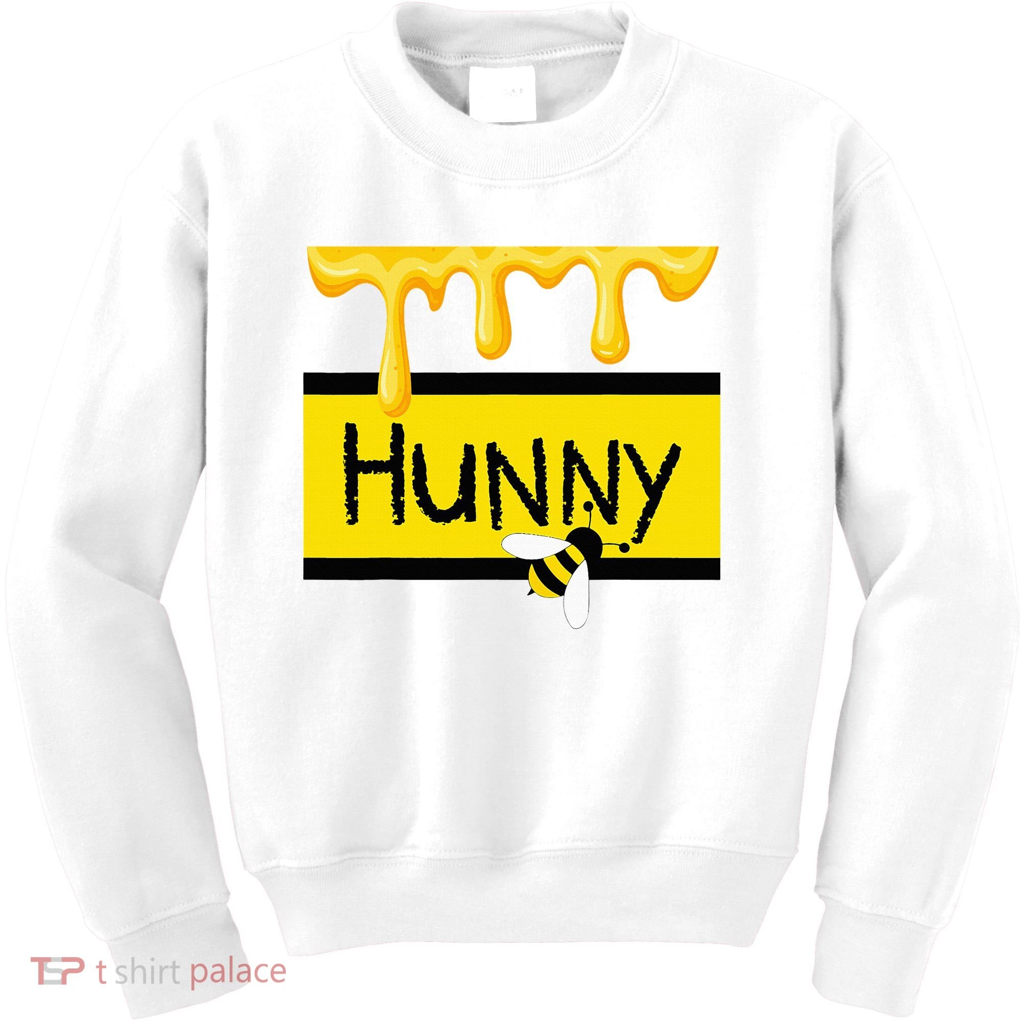 Hunny Jar Simulating With Dripping Honey And A Bee Kids Sweatshirt