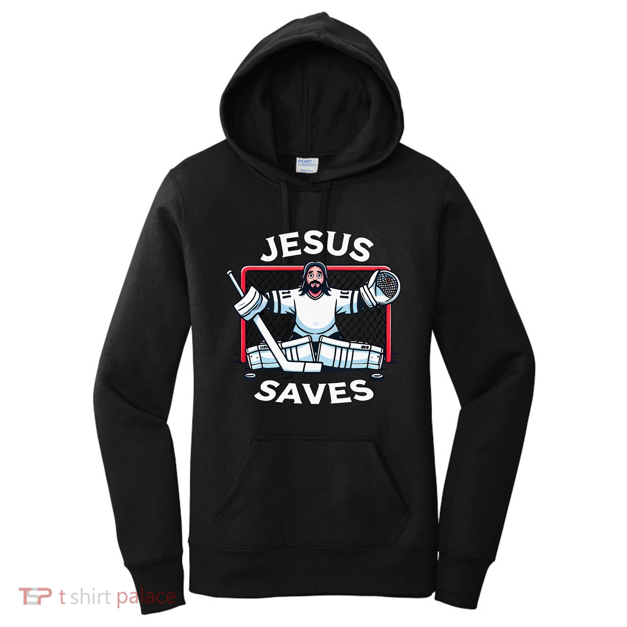 Hockey Jesus Saves Goalie Sports Humor Women's Hoodie