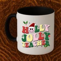 Holly Jolly Teacher Cute Christmas Gift Coffee Mug thumb 2