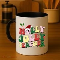 Holly Jolly Teacher Cute Christmas Gift Coffee Mug thumb 4