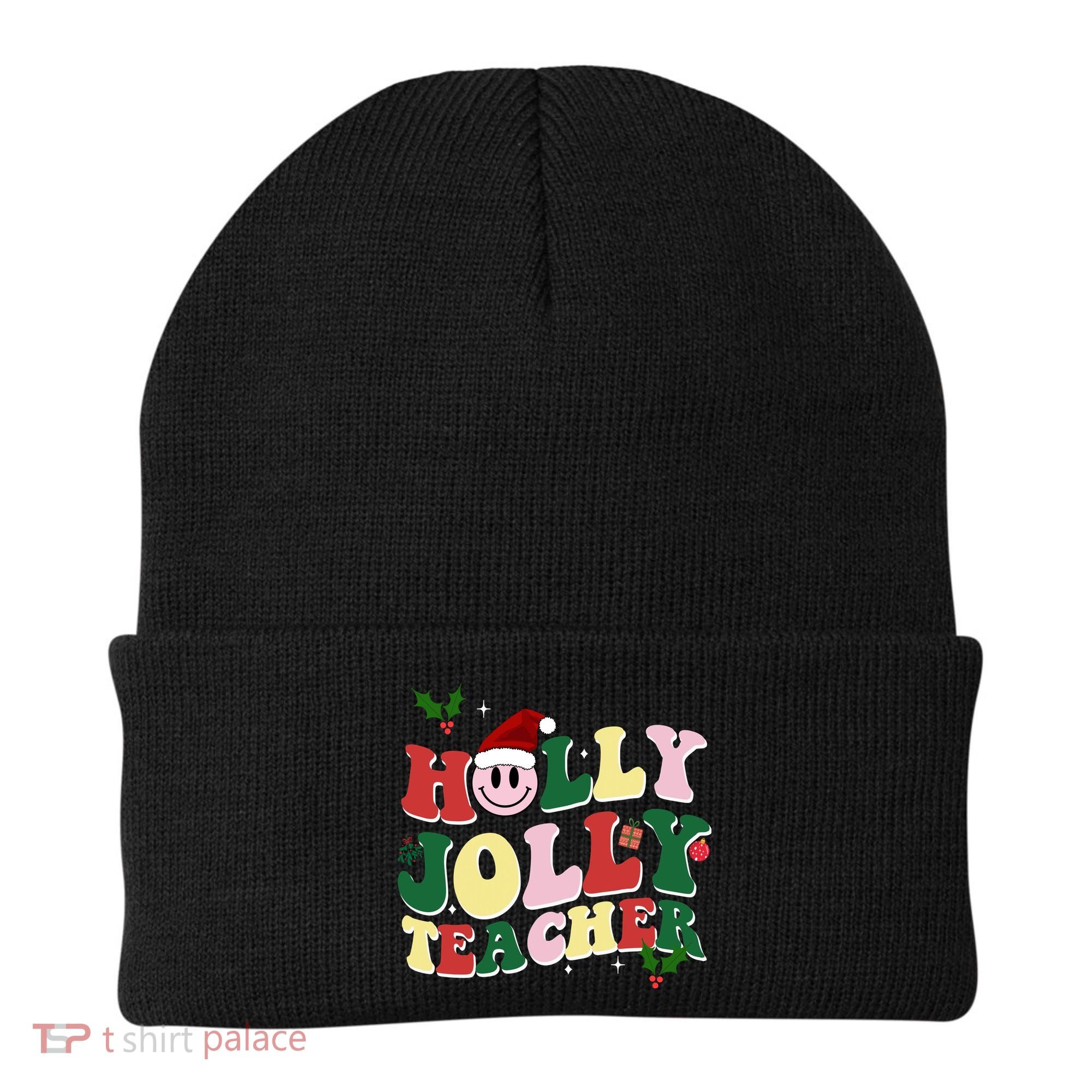 Holly Jolly Teacher Cute Christmas Gift Beanie