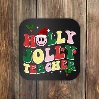 Holly Jolly Teacher Cute Christmas Gift Coaster thumb 0