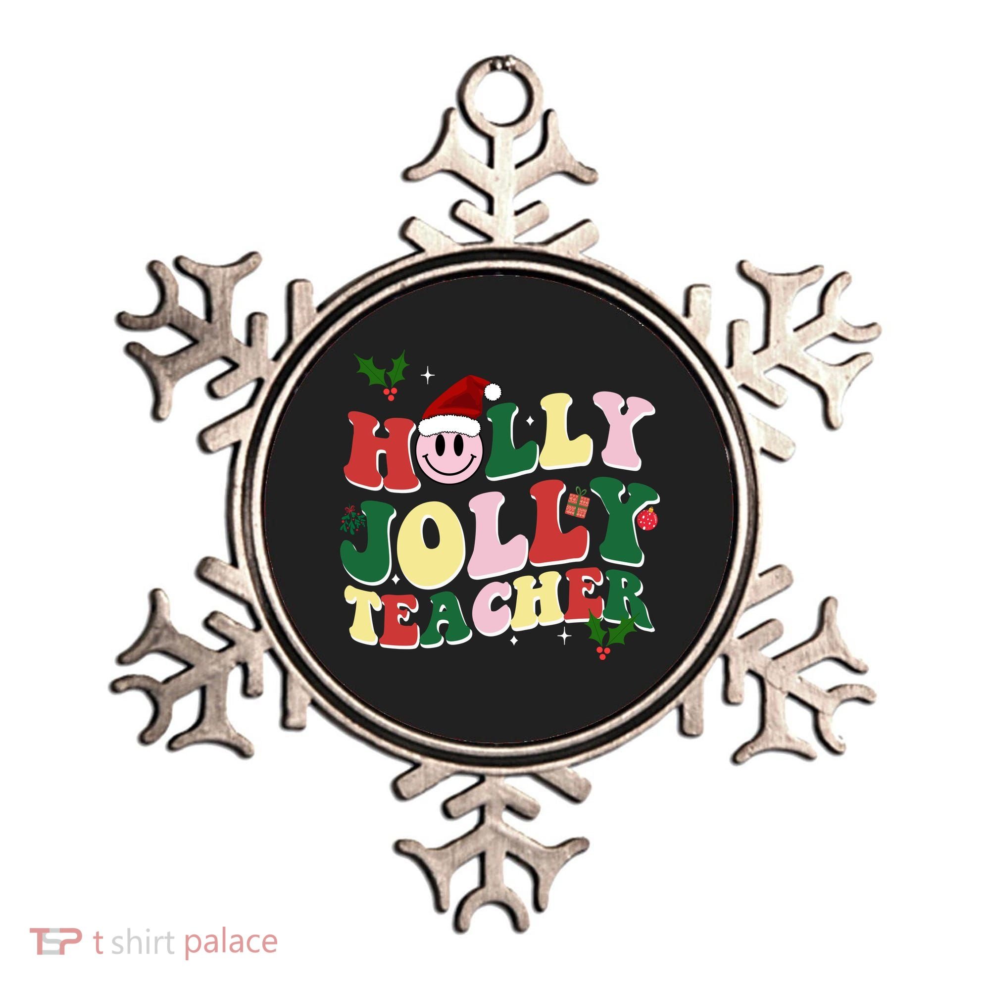 Holly Jolly Teacher Cute Christmas Gift Ornament