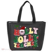Holly Jolly Teacher Cute Christmas Gift Tote Bag thumb 0